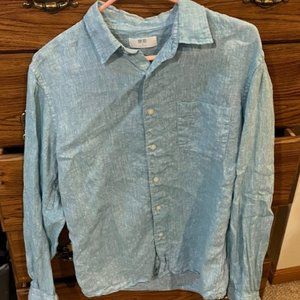 Men Linen Long Sleeve Shirt Medium